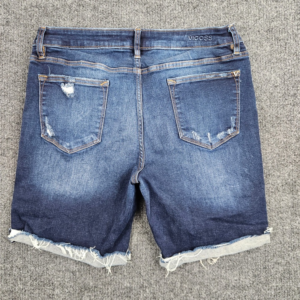 Vigoss Marley Bermuda Shorts Women's 31 Dark Wash Distressed Denim Mid Rise 7" - Picture 8 of 8
